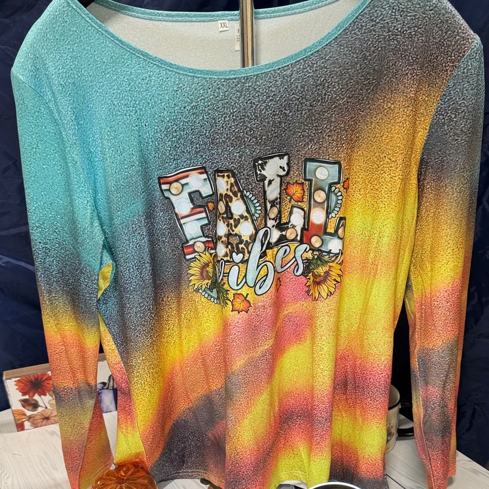 Fall Vibes Gradient Long Sleeve Top